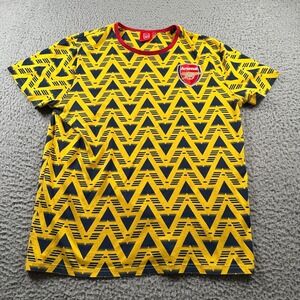 Arsenal Shirt Mens M Yellow Navy Zig Zag Crest Official Club Football Tee